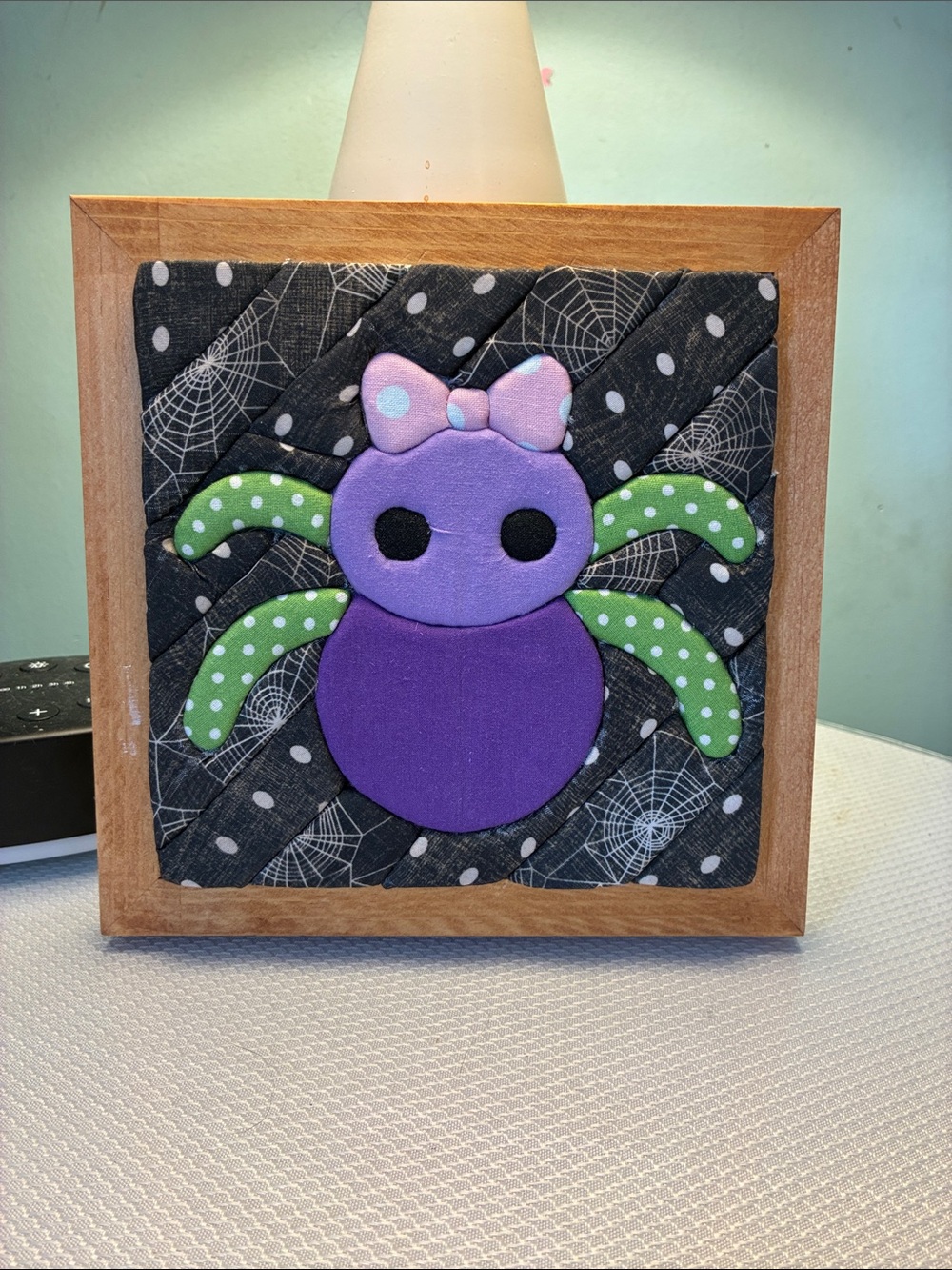 Handmade Purple Spider Wall Art with Green Legs